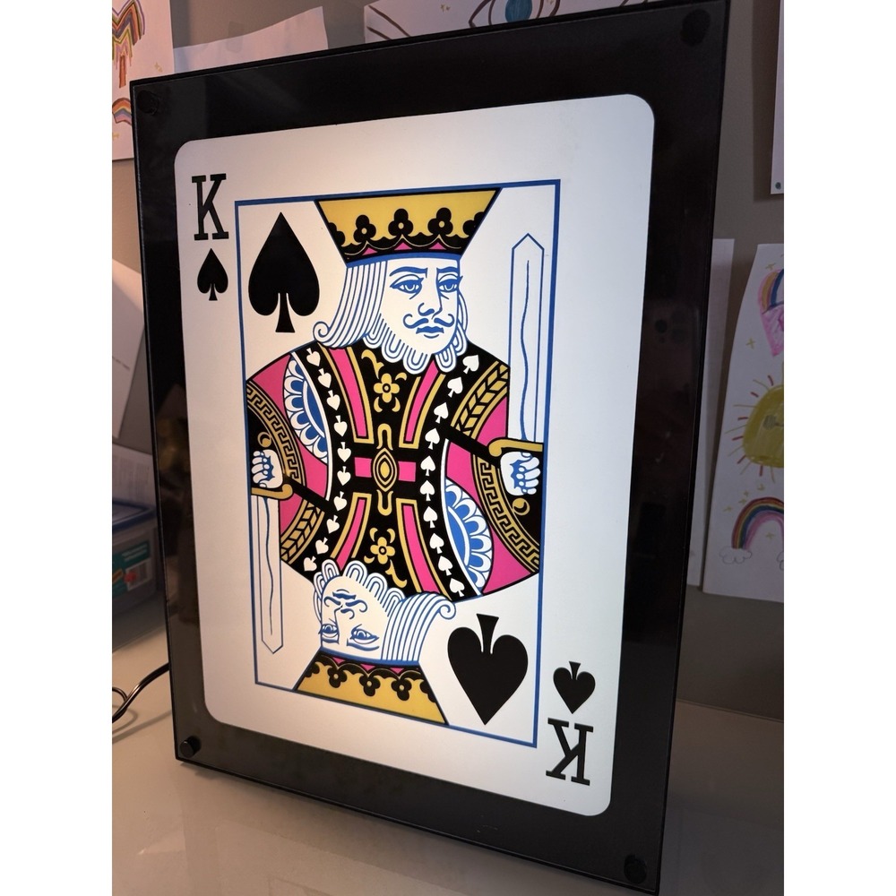 VTG 90's Rabbit Tanaka King of Spades Light Box Sign Man Cave Poker WORKS